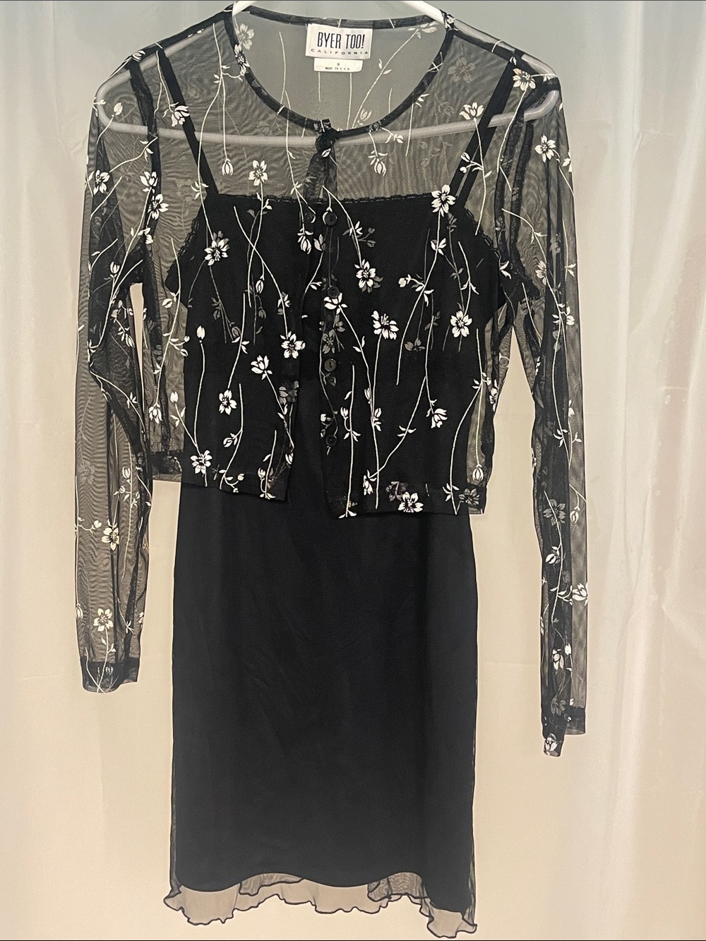 BYER TOO Black Sheer Floral Overlay Dress